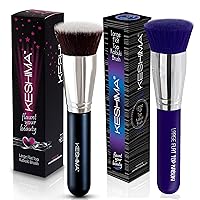 Large Flat Top Kabuki Foundation Brushes Bundle By Keshima - Classic Black and Neon Purple Buffing, Blending, and Face Brush, Premium Makeup Brushes for Liquid, Cream, and Powder, 1.6