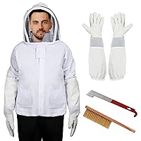Bee Suit with Veil - Professional Beekeeper Suit Jacket - Premium Beekeeping Suit with Glove, Stainless J Hook, bee hive Brush (L)