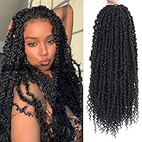 Passion Twist Hair - 8 Packs 18 Inch Passion Twist Crochet Hair For Women, Crochet Pretwisted Curly Hair Passion Twists Synthetic Braiding Hair Extensions (18 Inch 8 Packs, 1B)