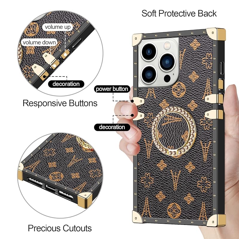 WOLLONY for iPhone 14 Pro Max Square Case, Luxury Elegant Phone