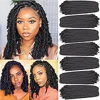 Xtrend 12 Inch 7 Packs Spring Twist Crochet Braids Hair For Butterfly Faux Locks Short Crochet Hair Synthetic Braiding Hair Extensions For Woman (1B#)