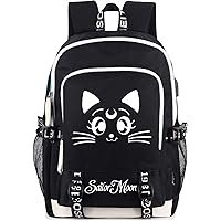 Anime Luminous Backpack Laptop Backpack with USB Charging Port And Headphone Port