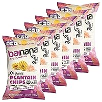 Organic Plantain Chips, Himalayan Pink Salt, Healthy Snack Made With 100% Coconut Oil, Non-GMO, Potato Chip Alternative, Zero Sugar, Paleo, Grain-Free, USDA Organic, Vegan (2 oz, 6-Pack)