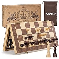  A&A 15 Magnetic Wooden Chess Set/Folding Board / 3 King  Height German Knight Staunton Chess Pieces/Walnut & Maple Inlaid /2 Extra  Queen : Toys & Games