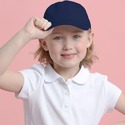 Kids Washed Low Profile Cotton and Denim UPF 50+ Plain Baseball Cap Hat