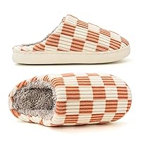 ASONGMAKE Mens House Slippers Plaid Scuff Slides Women Cozy Memory Foam Slipper Slip on Warm Checkered Shoes Indoor Outdoor with Non-slip