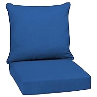 Arden Selections Outdoor Deep Seat Set, 24 x 24, Rain-Proof, Fade Resistant, Deep Seat Bottom and Back Cushion 24 x 24, Cobalt Blue Texture