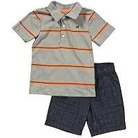 Carter's Woven Short Set - Khaki/Orange Stripe Denim-3 Months