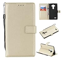 Smartphone Flip Cases For LG G4 Case , for LG G4 Wallet Case ,Card Slots Stand Magnetic Closure, Protective PU Leather [Shockproof TPU] Flip Cover w Wrist Strap Lanyard Flip Cases ( Color : Gold )