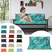 Porch Swing Cushions, Waterproof Bench Cushion with Backrest, 4In Thicck Three Seat Swing Replacement Cushions, Replacement Seat Pad Cushion for Patio Swing (Flower Color 40 * 47 in)