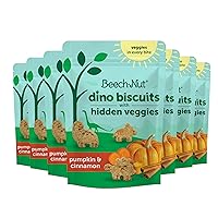 Toddler Snacks, Dino Biscuits with Hidden Veggies, Pumpkin Cinnamon, Non-GMO Baked Snack for Kids, 5 oz Bag (7 Pack)
