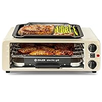 iSiLER Air Fry Countertop Oven, 1200W 8-in-1 Electric Griddle Toaster Oven Combo, Flip Up & Away Capability for Storage Space, Electric Grills Fit 12