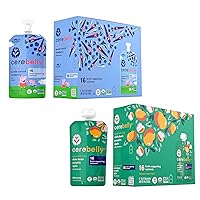 Cerebelly Baby Food Pouches – White Bean Pumpkin Apple & Purple Carrot Blueberry (6 Each), Organic Fruit & Veggie Purees, Great Snack for Toddlers, 16 Brain-supporting Nutrients, No Added Sugar