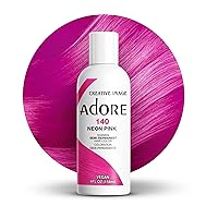 Adore Semi Permanent Hair Color - Vegan and Cruelty-Free Hair Dye - 4 Fl Oz - 140 Neon Pink (Pack of 1)