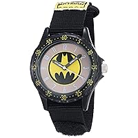 Accutime Kids Batman Analog Quartz Time Teacher Watch with Logo Face & Black Canvas Strap for Boys, Girls & Adults All Ages (Model: BAT5038)