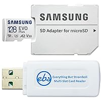 Samsung 128GB MicroSDXC EVO Plus Memory Card with Adapter Works with Samsung Galaxy Tab S9 Ultra, Tab S9+, Tab S9 Tablet (MB-MC128KA) Bundle with 1 Everything But Stromboli MicroSD & SD Card Reader