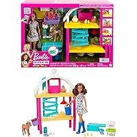 Doll & Playset, Hatch & Gather Egg Farm with Hatching Molds & Dough, Chicken Coop, 10 Animals & Accessories, Brunette Doll