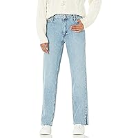 The Drop Women's Ian Mid Rise Relaxed Straight Side Slit Detail