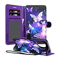 EnCases for Oneplus 11 Case,Oneplus 11 Wallet Case with Hand Strap PU Leather Clip Flip Case for Oneplus 11 5G Card Holder Kickstand for Oneplus 11 5G Phone Case Purple Butterfly for Women Men