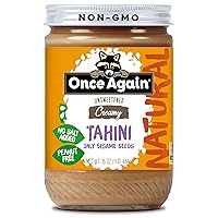 Once Again Natural Sesame Tahini - Salt Free, Unsweetened - 16 oz Jar, Packaging May Vary