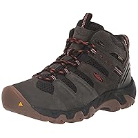 KEEN Men's Headout Mid Height Waterproof All Terrain Hiking Boots, Black Olive/Fossil Orange,