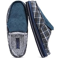 ONCAI Mens Clog Slippers with Arch Support Stripe Faux Fur Cotton-Blend High-Density Memory Foam Warm House Slippers Slip-on Indoor Outdoor Rubber Sole Size 7-16
