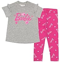 Barbie Girls Short Sleeve T-Shirt & Leggings Set, Short Sleeve Tee and Leggins 2 Piece Set for Girls
