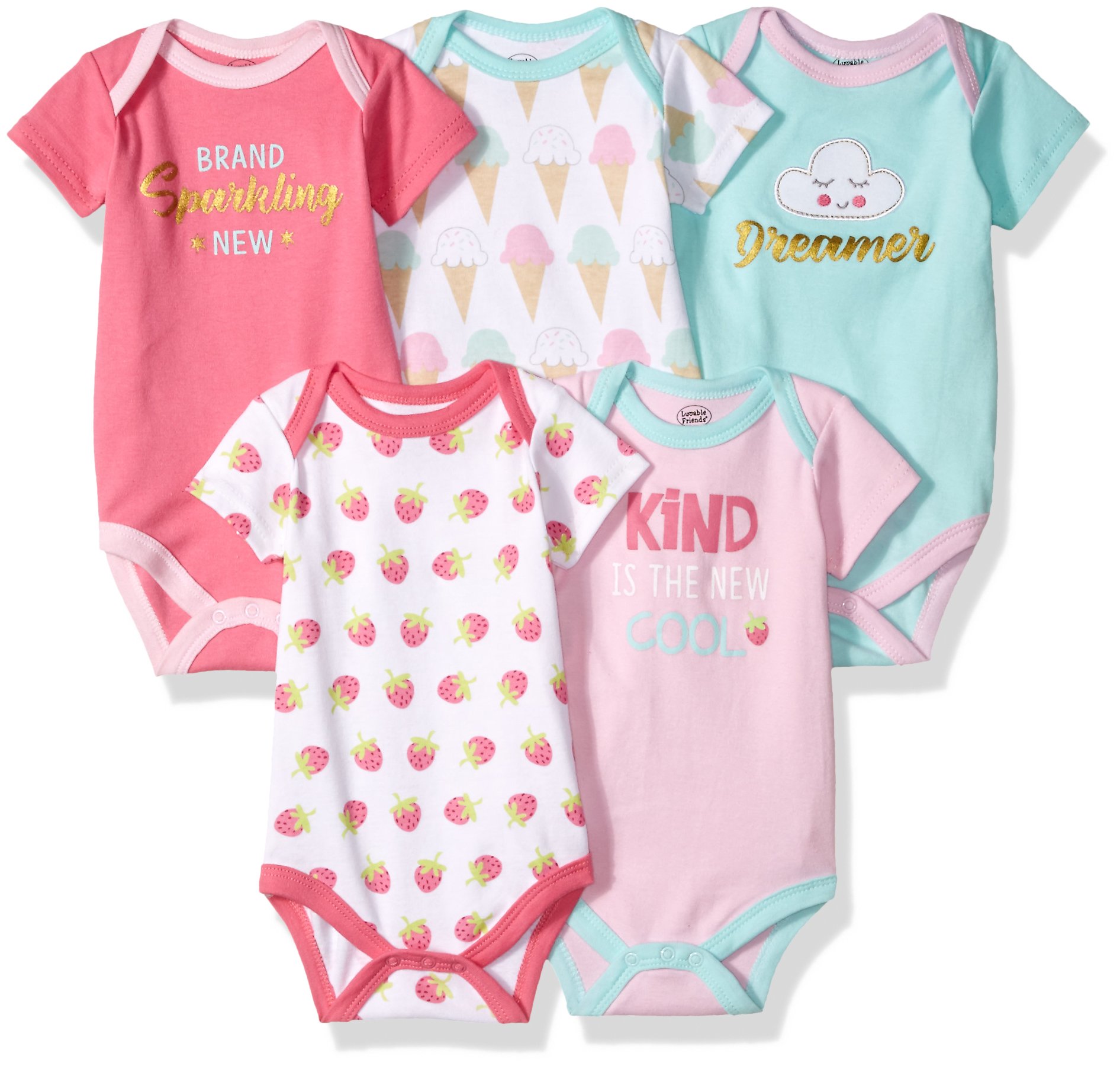 Luvable Friends Baby Girls' Cotton Bodysuits