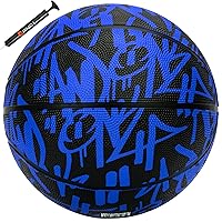 AND1 Street Ink 27.5 Basketball : Youth Sized Rubber Streetball for Indoor and Outdoor Use, Deep Channel Construction and Durability, Ideal for Boys and Girls Ages 9-11, Includes 10” Pump