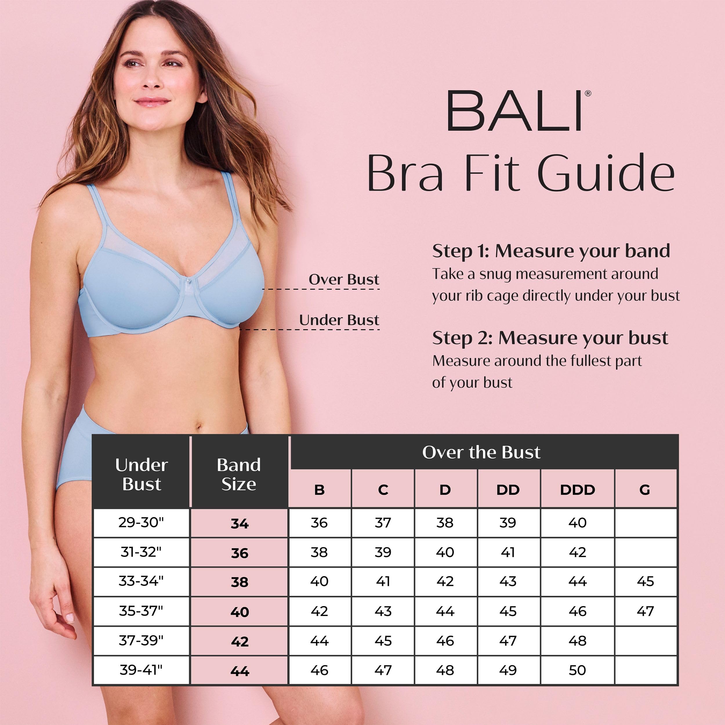 Bali Women's Double Support Lace Wireless Bra, Stay-in-Place Straps, Wirefree Bra