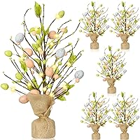 Marsui 6 Pcs 18 Inch Pre Lit Easter Egg Tree Tabletop Decor Easter Decorations Gifts with LED Light for Home Easter Party Wedding Holiday Spring Summer Kitchen Dining Table Decor (Green, Multicolor)