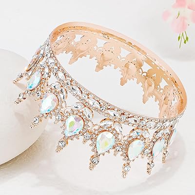 Mua Aprince Baroque Crystal Queen Crown for Women Princess Crowns and  Tiaras for Little Girls elf crown for flower bouquet Headband for Bride  Hair Accessories Wedding Crown Bride Tiaras (Rose Gold+AB) trên
