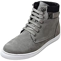 CALTO Men's Invisible Height Increasing Elevator Shoes - Nubuck Leather Lace-up Fashion Sneakers - 2.6 Inches Taller