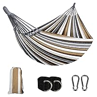SZHLUX Double Hammock,Cotton Hammock Portable Hammock with Carry Bag，Perfect Camping Outdoor/Indoor Patio Backyard,Coffee