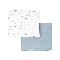 Simple Joys by Carter's Unisex Baby 2-Pack Cotton Gauze Blanket, Sage Green/White Elephant, One Size