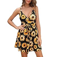 Women's Sexy Summer Mini Sun Dress Spaghetti Strap Fit Flare Sundress