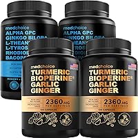 MEDCHOICE Turmeric & Ginger (240ct) and Nootropic Brain (120ct) Supplement Bundle - Wellness Duo for Joint, Digestion, Brain, & Mood Support - Vegan, Non-GMO, Gluten-Free
