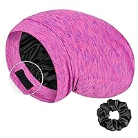 Mulberry Silk Bonnet for Sleeping Women, Real Silk Sleep Cap for Curly Hair and Braids with Scrunchies