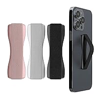 kwmobile 3x Smartphone Finger Holder for iPhone Galaxy Aquos and More - One Hand Rubber Band Grip - Black/Silver/Pink Gold