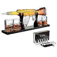 Gun Large Decanter Set Bullet Glasses With Whiskey Bullet Chillers