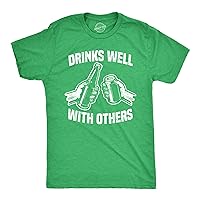 Mens Drinks Well with Others T Shirt Cool St Patricks Day Funny Vintage Top