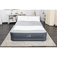 SleepLux Queen Air Mattress with Headboard | Supersoft Snugable Top, Extra Durable Tough Guard | Raised Airbed with Built in Pump + USB Charger (90