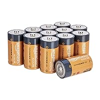 Amazon Basics 12 Pack C Cell All-Purpose Alkaline Batteries, 5-Year Shelf Life, Easy to Open Value Pack