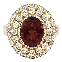 3.7 Carat Natural Pink Tourmaline and Diamond (F-G Color, VS1-VS2 Clarity) 14K Yellow Gold Cocktail Ring for Women Exclusively Handcrafted in USA