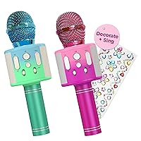 Move2Play Kids Karaoke Microphone 2 Pack - Pink/Purple & Blue/Green