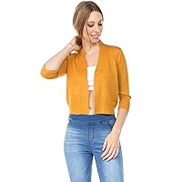 Women's Soft Solid Open Front 3/4 Sleeve Sweater Cardigan