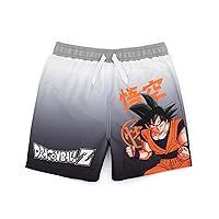 Dragon Ball Z Boys Swim Shorts | Kids Multicoloured Swimming Pants | Anime Series Swimwear Trunks with Drawstring Waistband