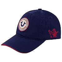 True Religion Kids Baseball Hat, 5 Panel Cotton Twill Adjustable Ball Cap with Round Woven Patch Logo, Navy, One Size