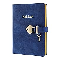 Heart Shaped Lock Journal, Lock Diary for Girls with Key, Vegan Leather Cover, Cute Locking Secret Notebook for Teens, 5.3x7.3