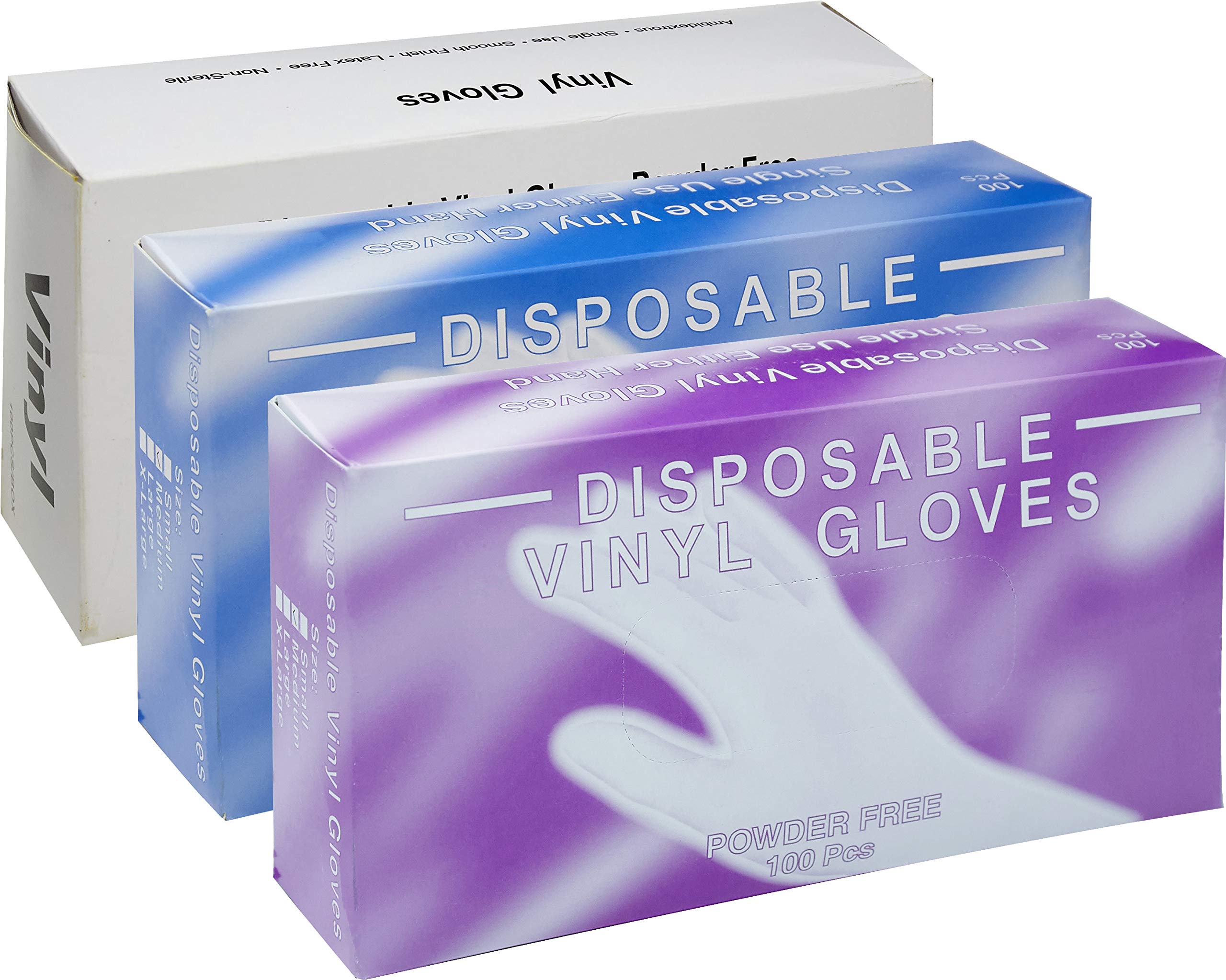 Powder Free, Latex Free, Disposable Vinyl Gloves, Small, 10 Packs of 100 Gloves (1,000 gloves)